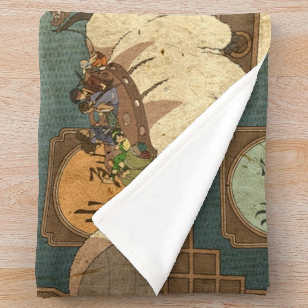 Avatar the Last Airbender inspired plush blanket featuring a map of the world