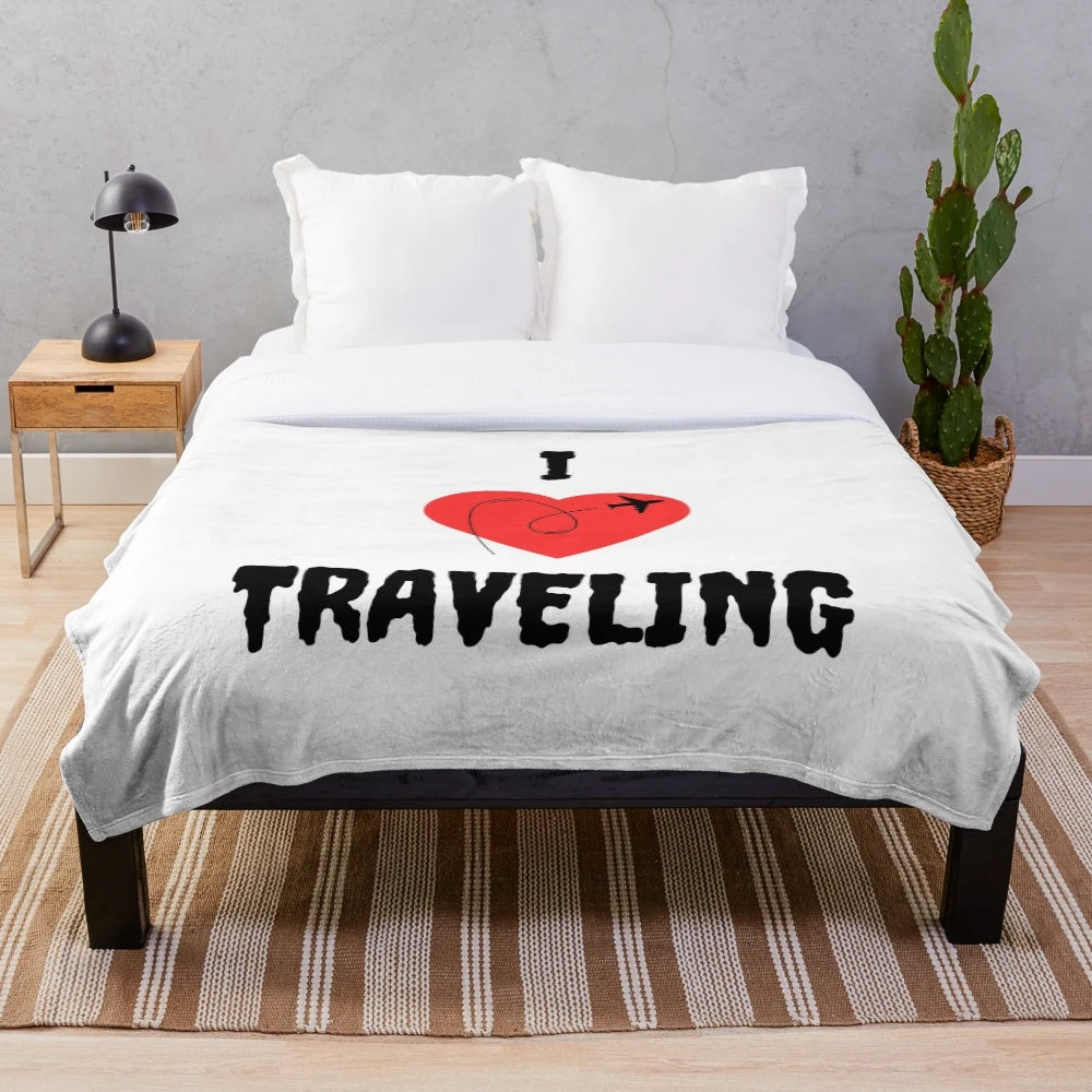 Cozy i love traveling plush blanket for travel and adventure enthusiasts