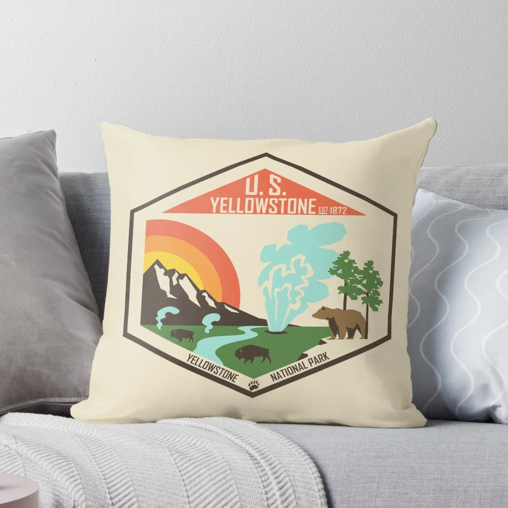 Soft, high-quality pillow featuring the iconic Yellowstone National Park landscape