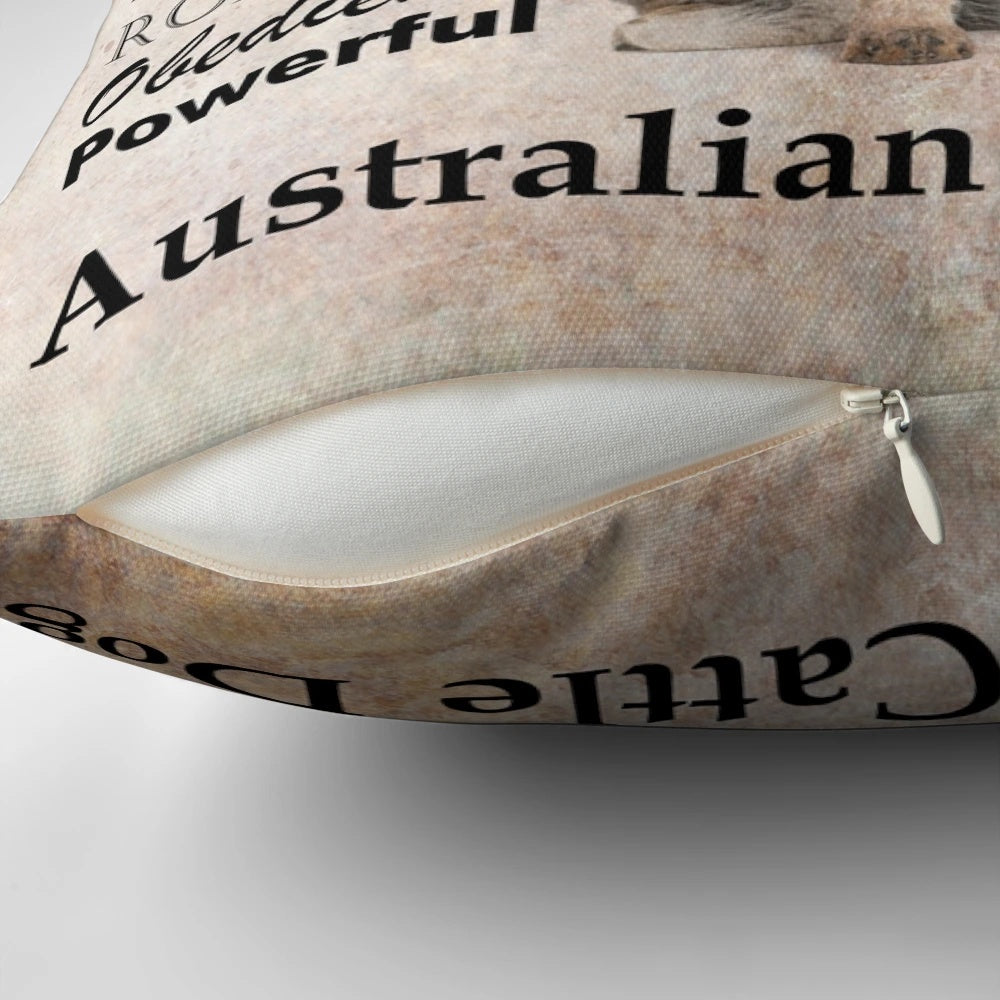 Plush pillow featuring the distinct characteristics of the Australian Cattle Dog breed