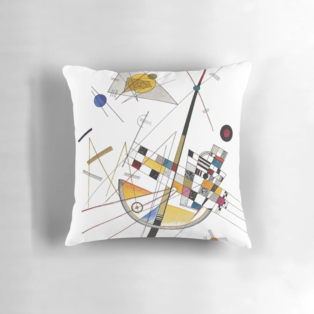 Pillow featuring an abstract design inspired by the artwork of Wassily Kandinsky