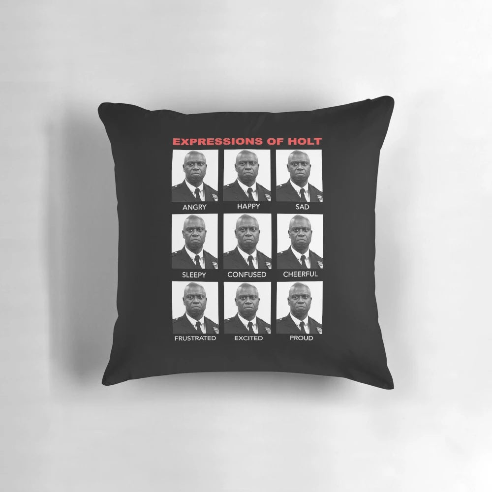 Pillow featuring a graphic design inspired by the character Raymond Holt from the popular TV show Brooklyn Nine-Nine.