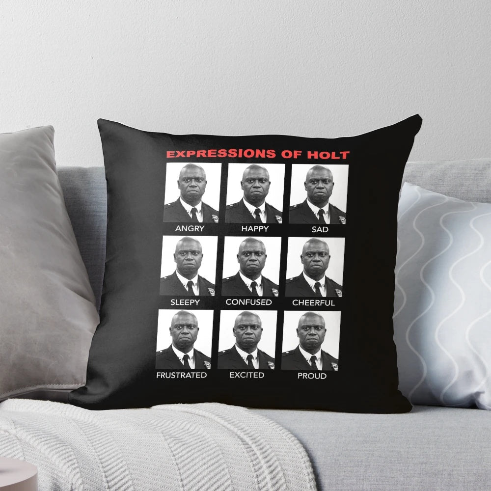Pillow featuring a graphic design inspired by the character Raymond Holt from the popular TV show Brooklyn Nine-Nine.