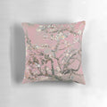 Soft pink almond blossoms against a pastel background, reminiscent of Vincent Van Gogh's iconic style