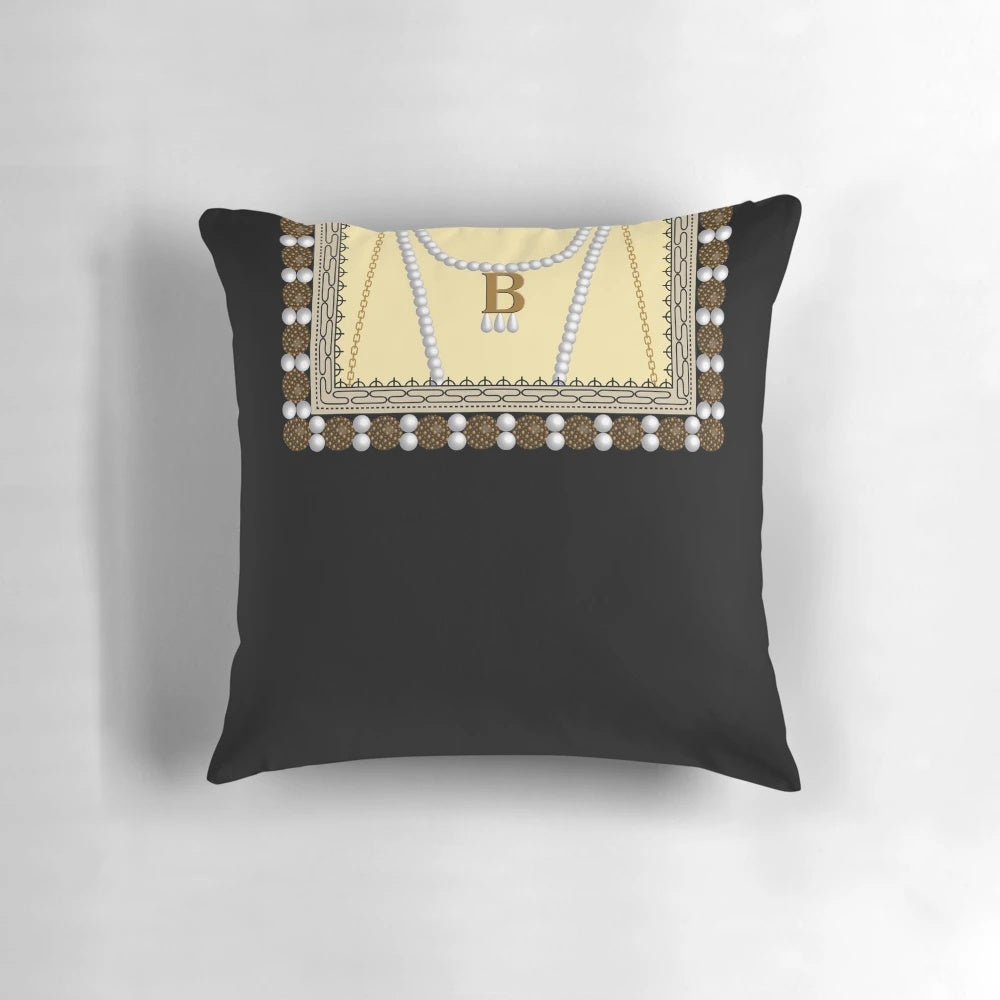 Luxurious velvet pillow featuring the iconic Tudor gown of Queen Anne Boleyn