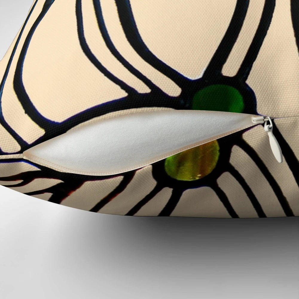 Decorative art nouveau-inspired window pillow featuring Charles Rennie Mackintosh's iconic rose and teardrop design
