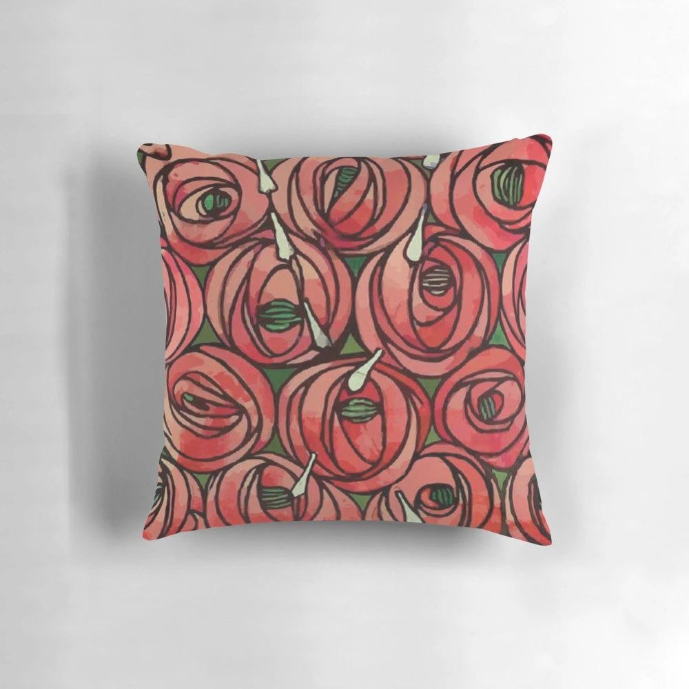 Charles Rennie Mackintosh inspired floral design decorative pillow