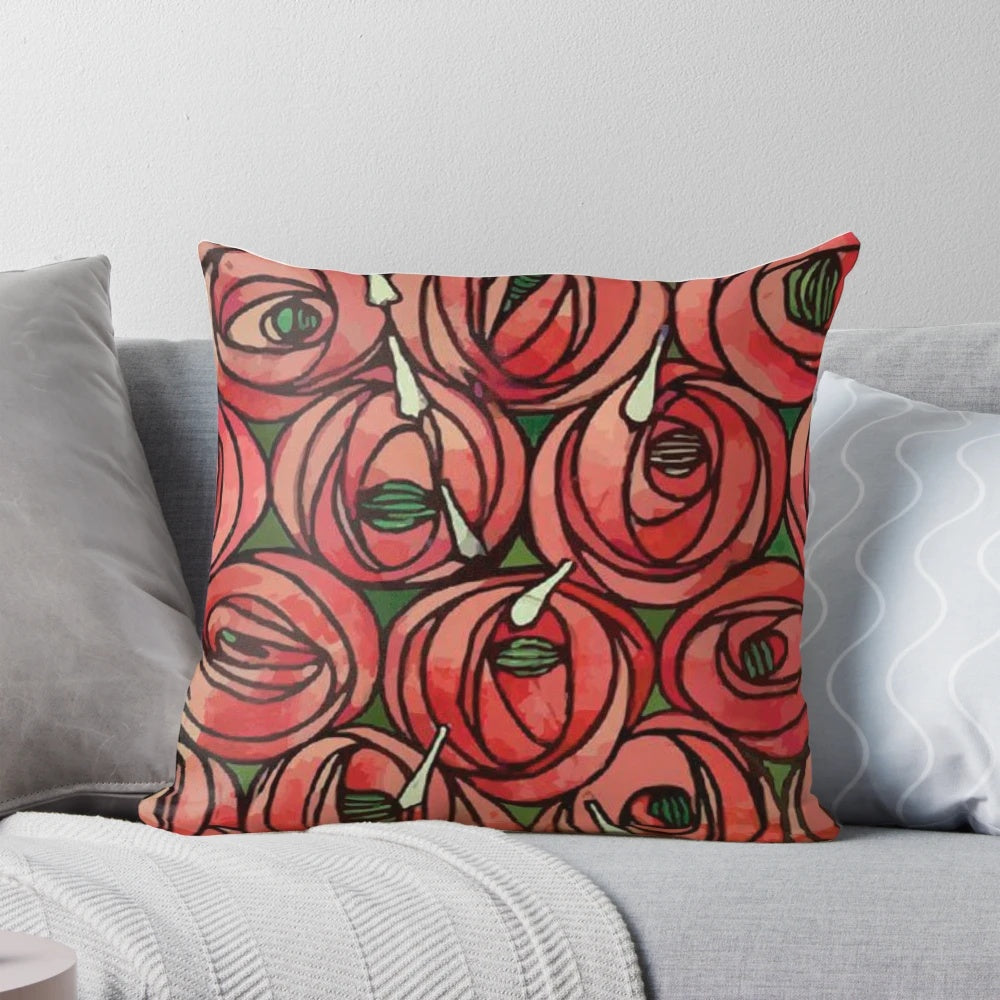 Charles Rennie Mackintosh inspired floral design decorative pillow