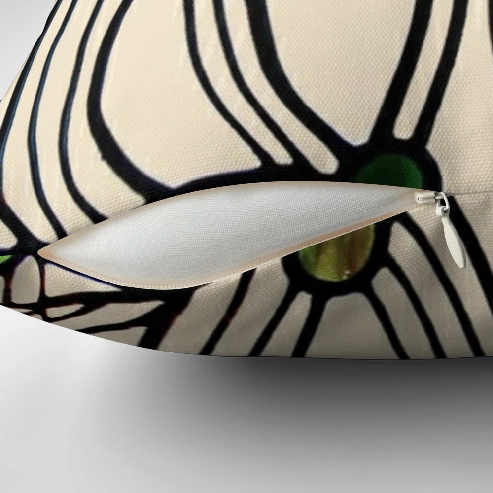 Pillow featuring a beautiful Charles Rennie Mackintosh inspired design with flowers and architectural elements