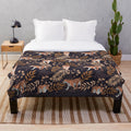 Dark blue patterned tigers plush blanket