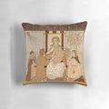 Ornate pillow featuring intricate ecclesiastical embroidery design inspired by the reredos of St Peter's Church