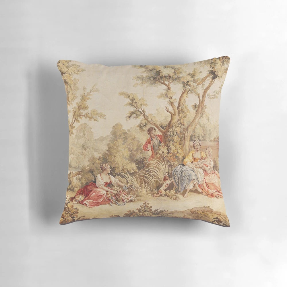 Decorative Aubusson tapestry-inspired French 18th century style pillow