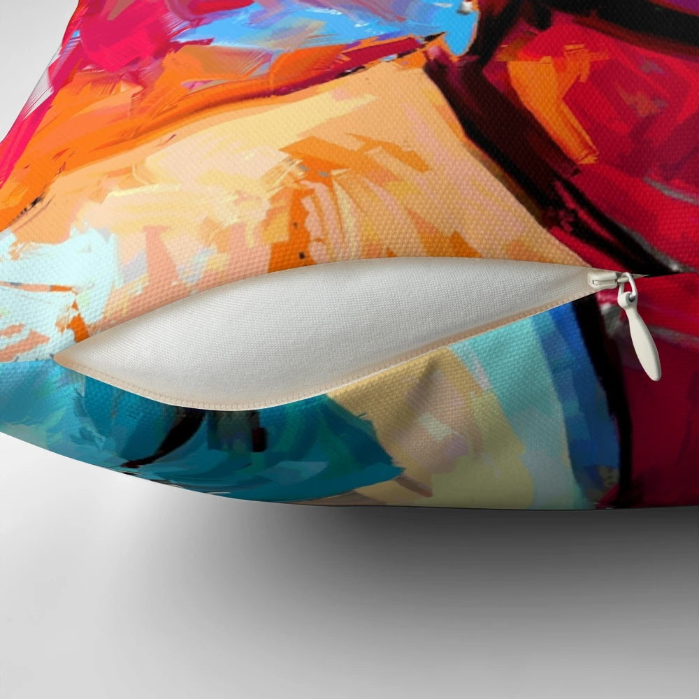 Vibrant Frida Kahlo inspired decorative pillow with unique artwork