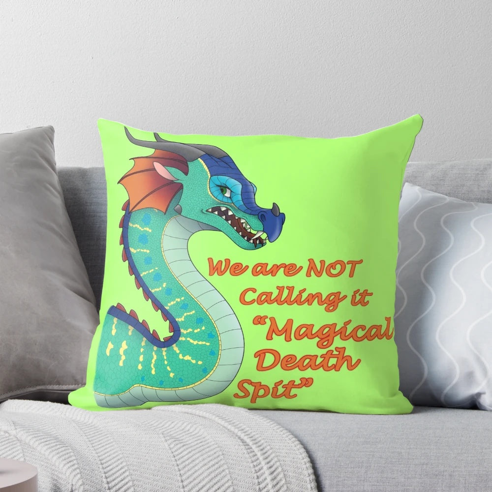 Decorative pillow featuring a vibrant, dragon-inspired design