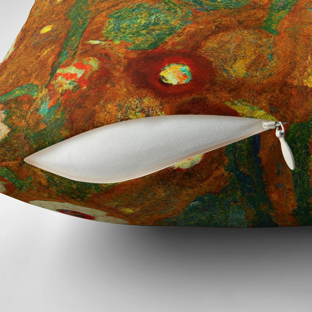 Decorative throw pillow featuring the iconic floral pattern from Gustav Klimt's famous artwork.