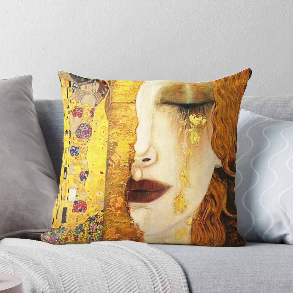 Beautifully designed Gustav Klimt inspired throw pillow for home decoration