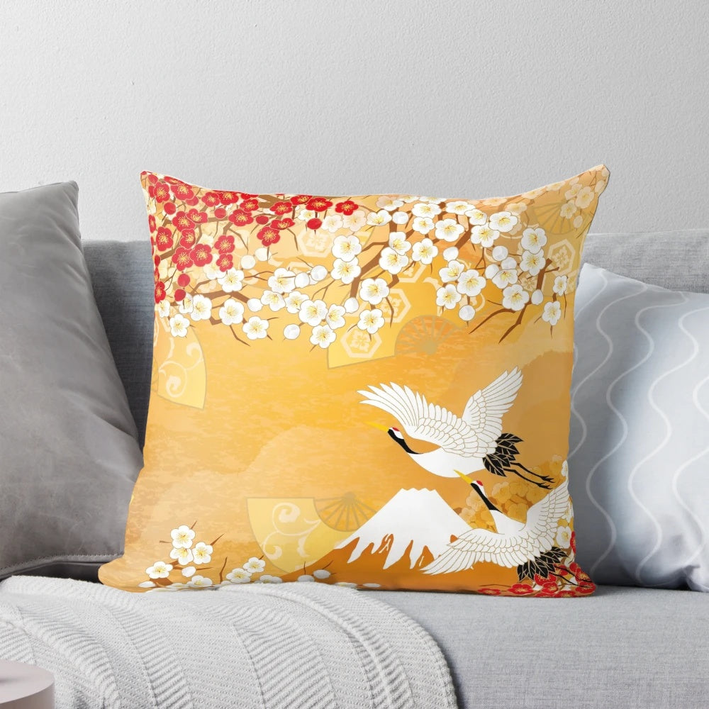 Beautiful Japanese-style kimono pattern decorative throw pillow