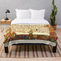 Plush blanket featuring Gustav Klimt's "The Tree of Life" painting in high definition
