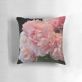Soft, pink peony flower pillow with feminine, botanical design