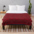 Crimson Heritage plush blanket with intricate oriental, moroccan, and ottoman inspired patterns