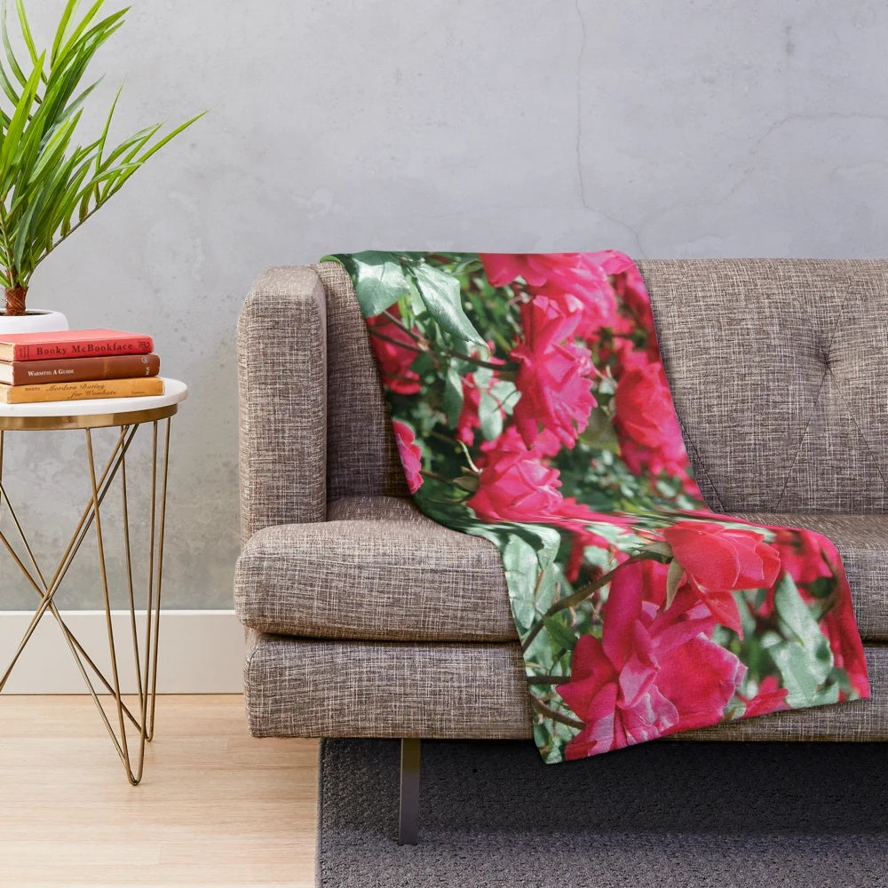 Soft and cozy rose-patterned plush blanket