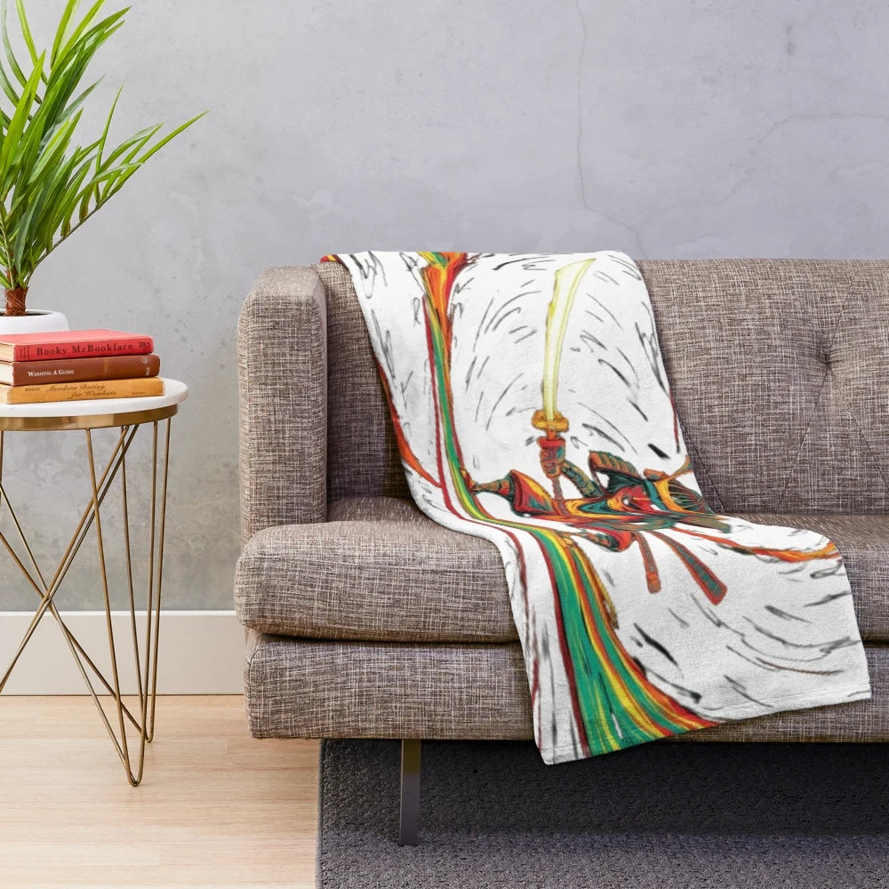 Elegant Samurai Warrior Plush Blanket for Asian Inspired Homes