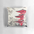 Watercolor painting of a snowy pagoda, a traditional Japanese architectural structure