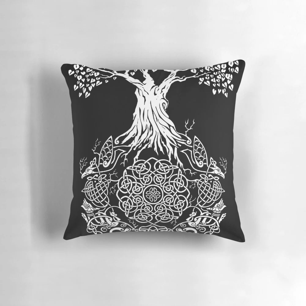 Beautifully crafted Tree of Life Pillow featuring intricate Celtic, Viking, and Irish knot designs.
