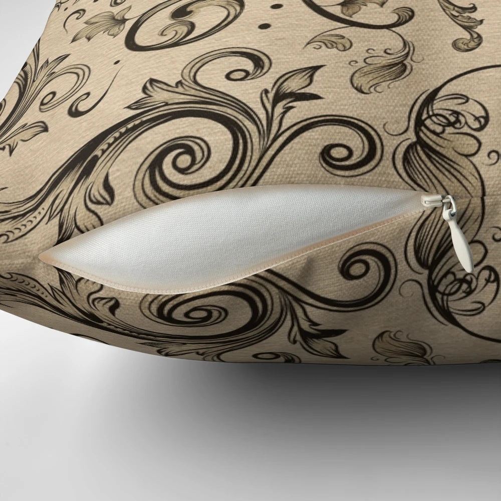 Vintage fleur de lis ornament printed on a luxurious pillow