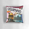 Exterminate! Sci-Fi Inspired Decorative Pillow with Daleks and TARDIS Design