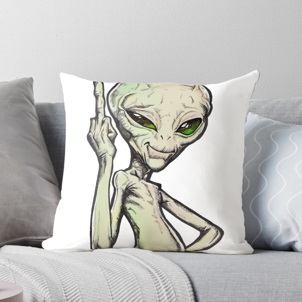 Soft, cuddly alien-themed pillow featuring the character Paul from the popular sci-fi comedy film.