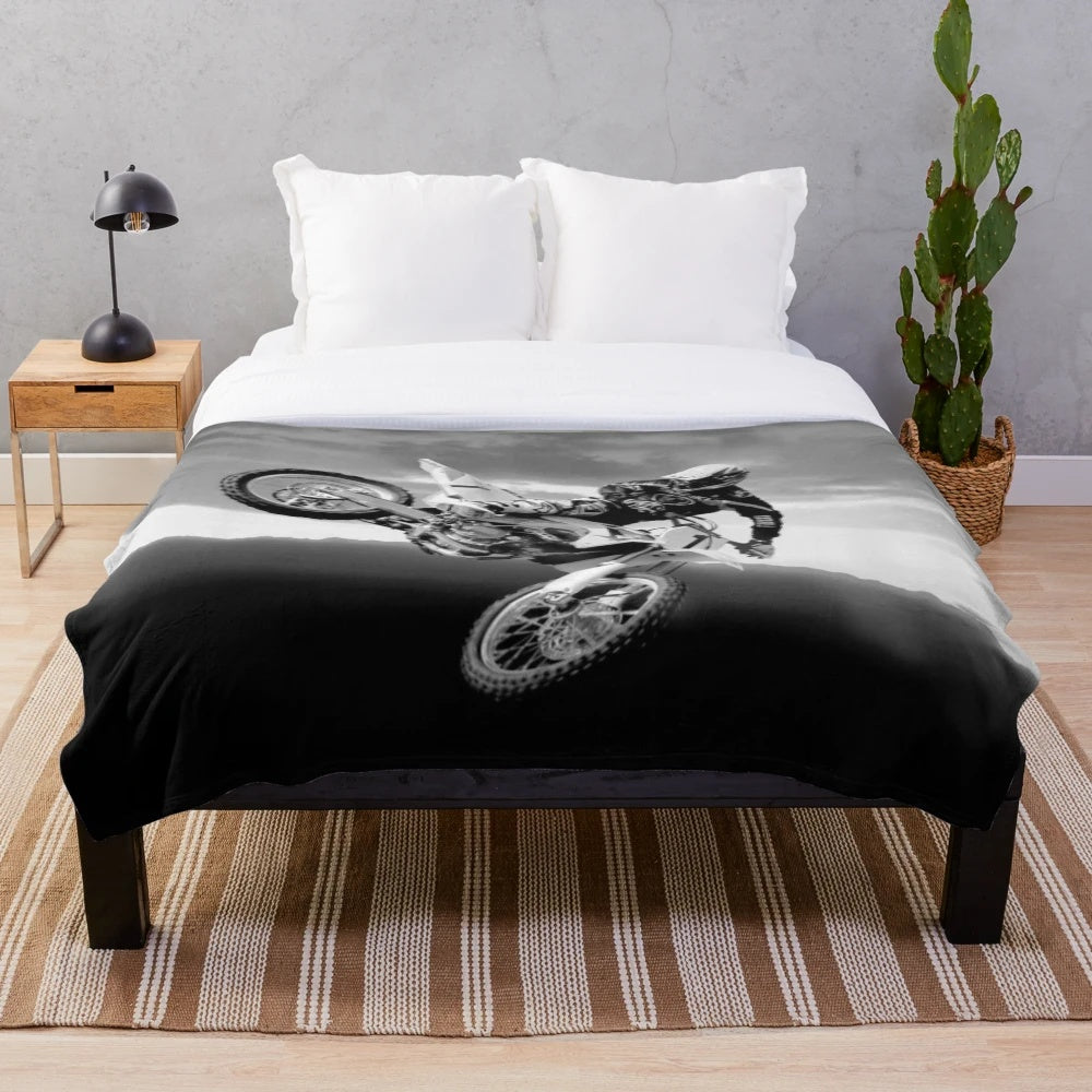 Motocross plush blanket featuring a high-octane design
