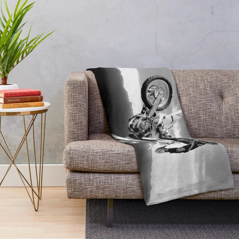 Motocross plush blanket featuring a high-octane design