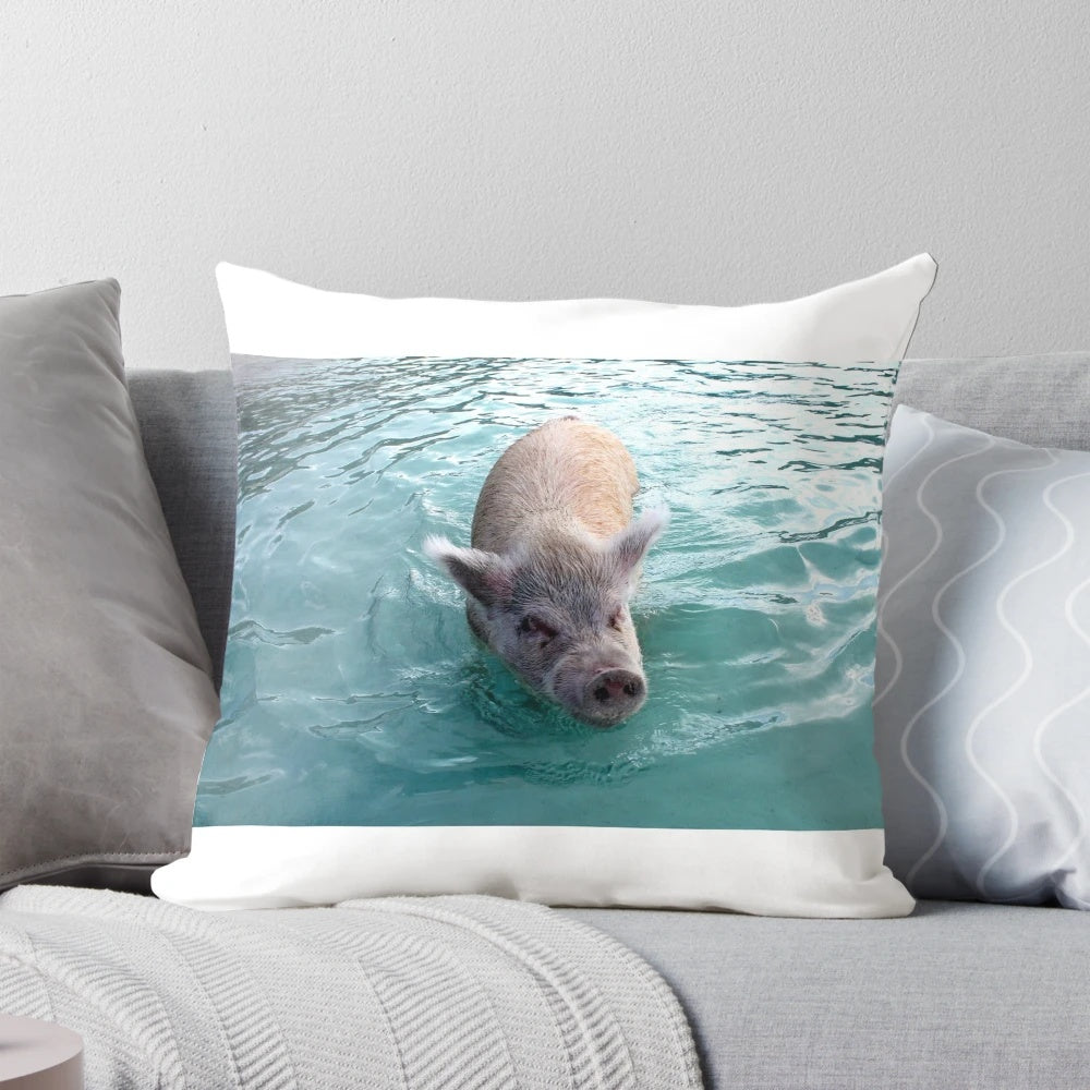 Exuma Pig Decorative Throw Pillow for Couch, Bed or Patio