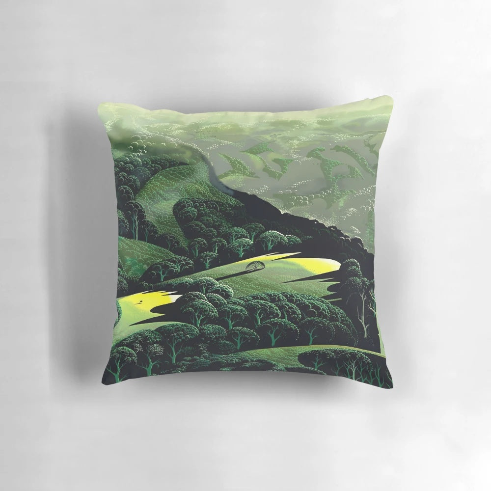 Pillow featuring Eyvind Earle's iconic magic realism paintings