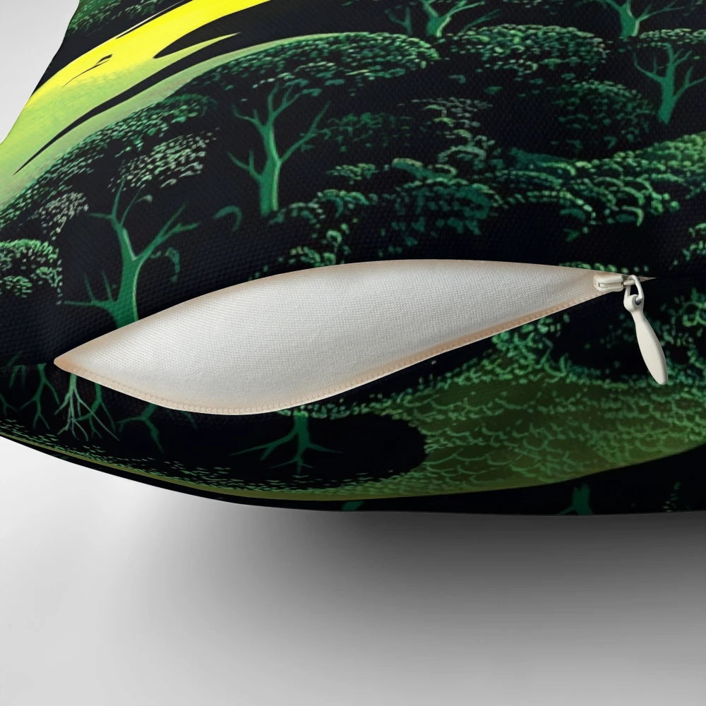 Pillow featuring Eyvind Earle's iconic magic realism paintings