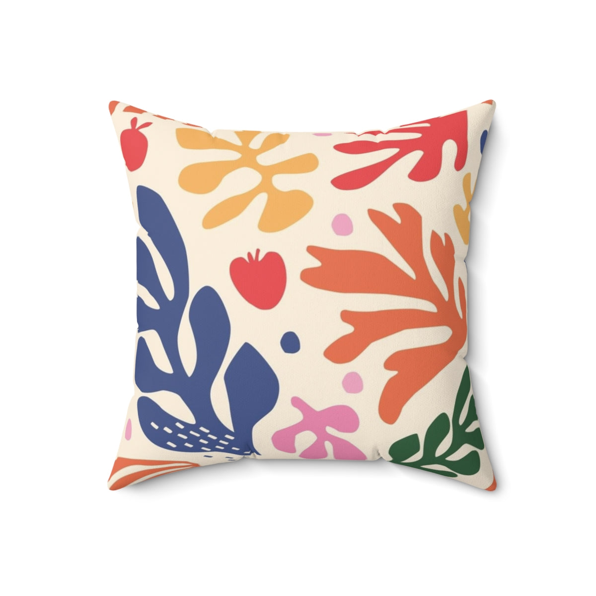 Decorative accent pillow featuring a vibrant floral design inspired by the Fauvist paintings of Henri Matisse - Back