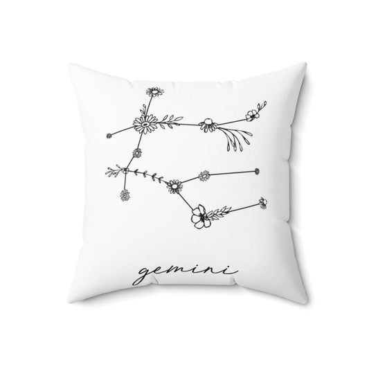 Zodiac Wildflower Constellation Decorative Pillow featuring a beautiful floral and celestial design