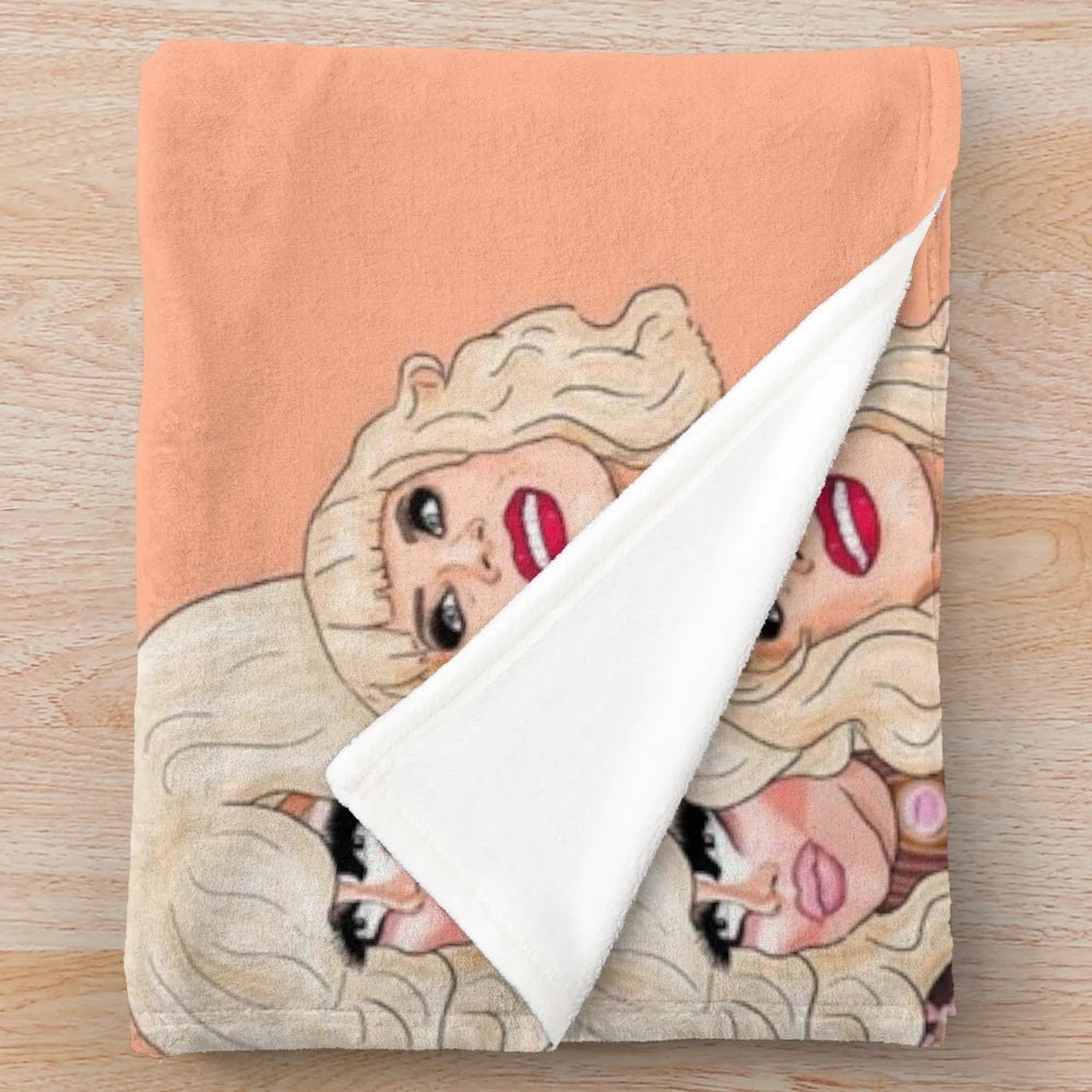 Trixie and Katya inspired plush blanket featuring the iconic drag queens