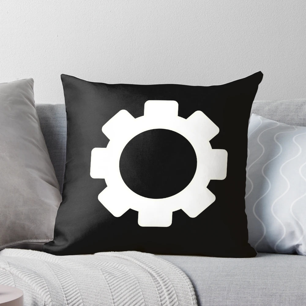Factorio gaming pillow with Ficsit logo and "Stay Efficient" text