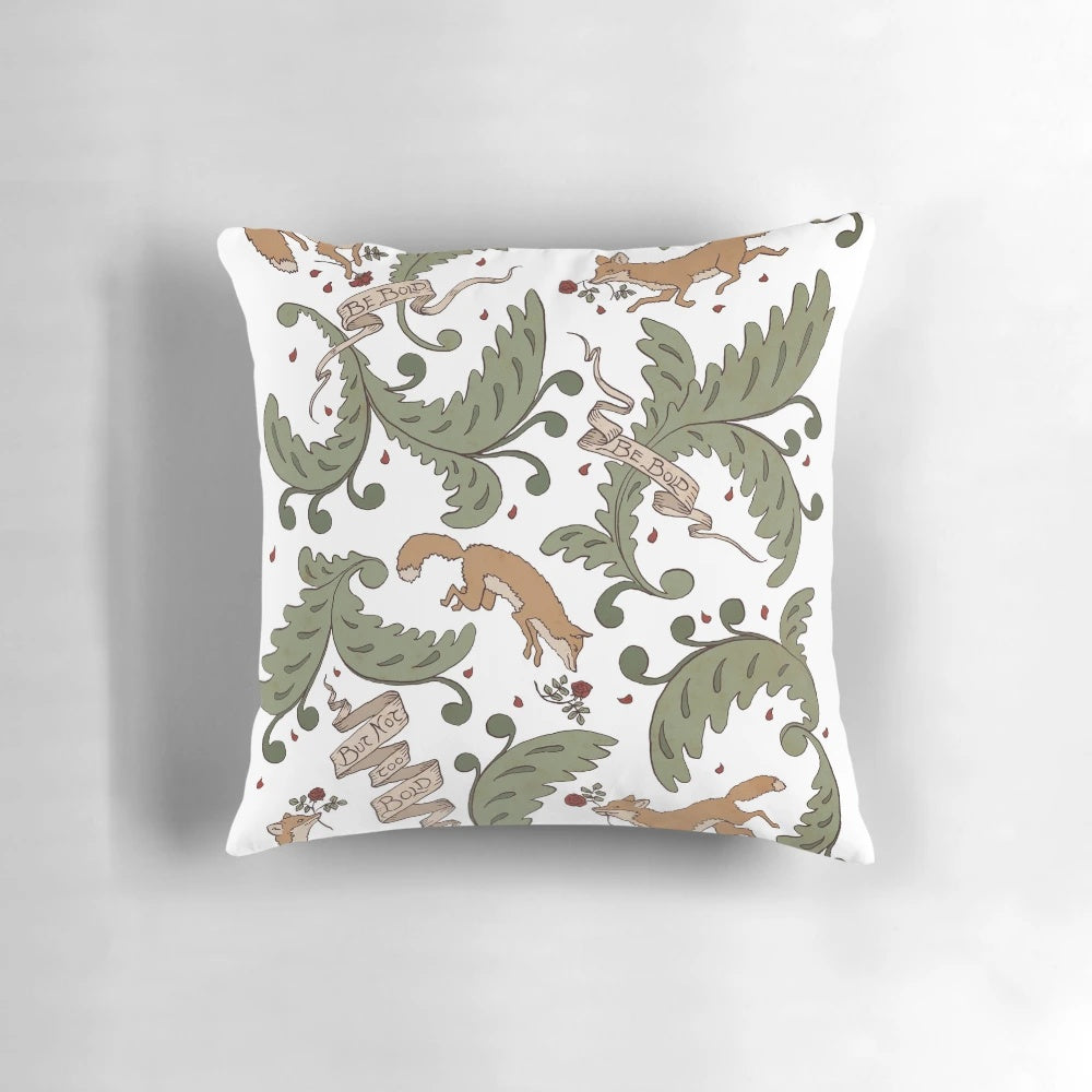 Vibrant 'Bold' Pillow Featuring Foxes and Roses Inspired by Fairytales