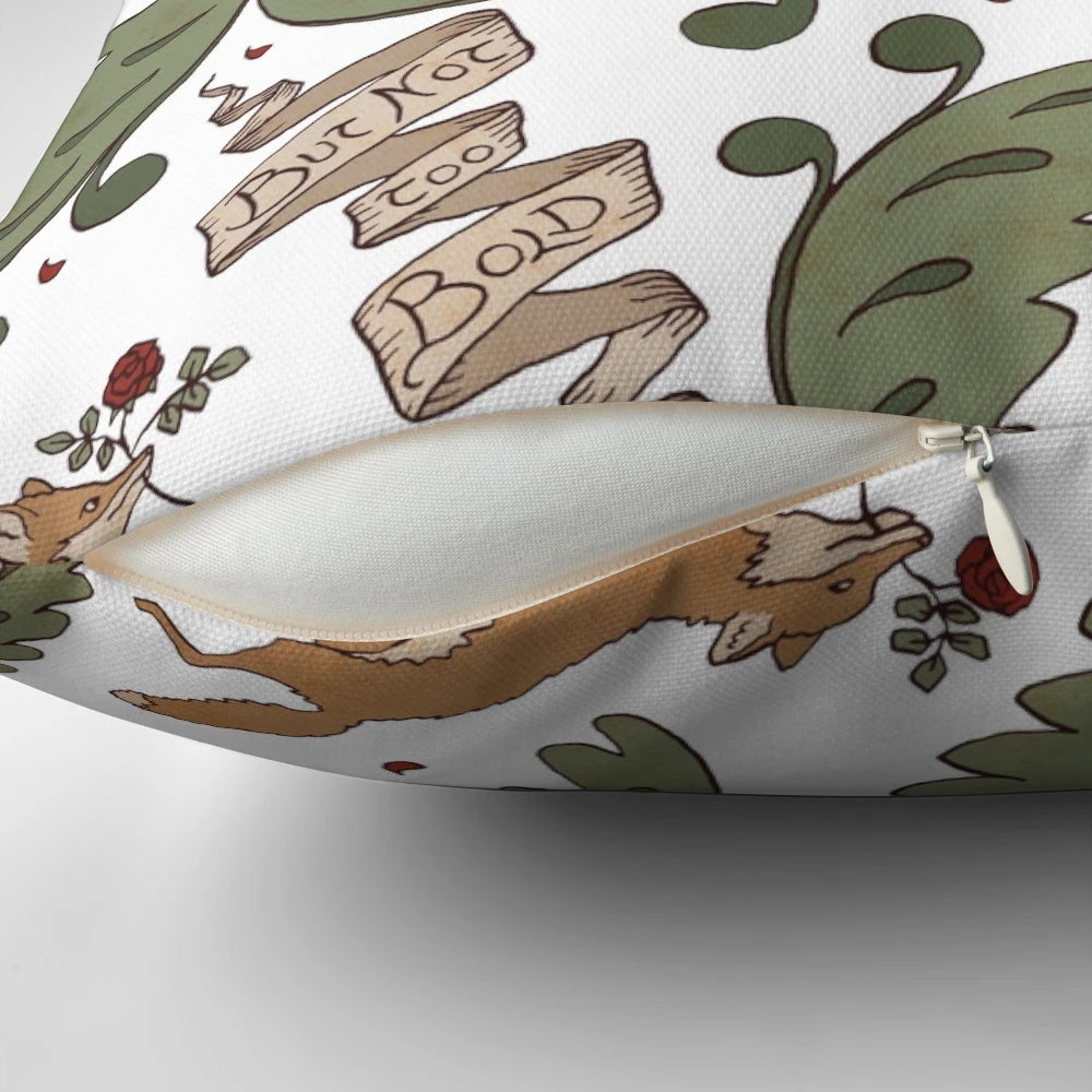 Vibrant 'Bold' Pillow Featuring Foxes and Roses Inspired by Fairytales