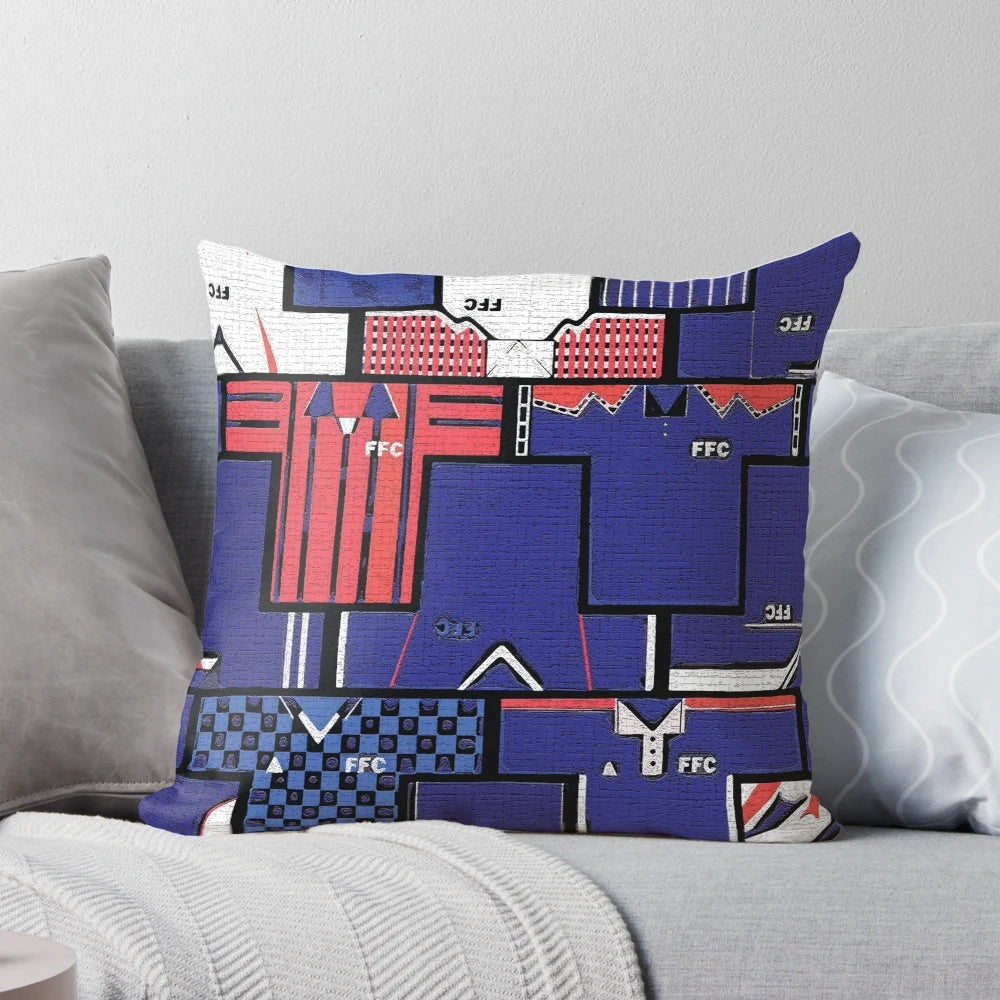 Falkirk FC Inspired Throw Pillow featuring the club's logo and colors