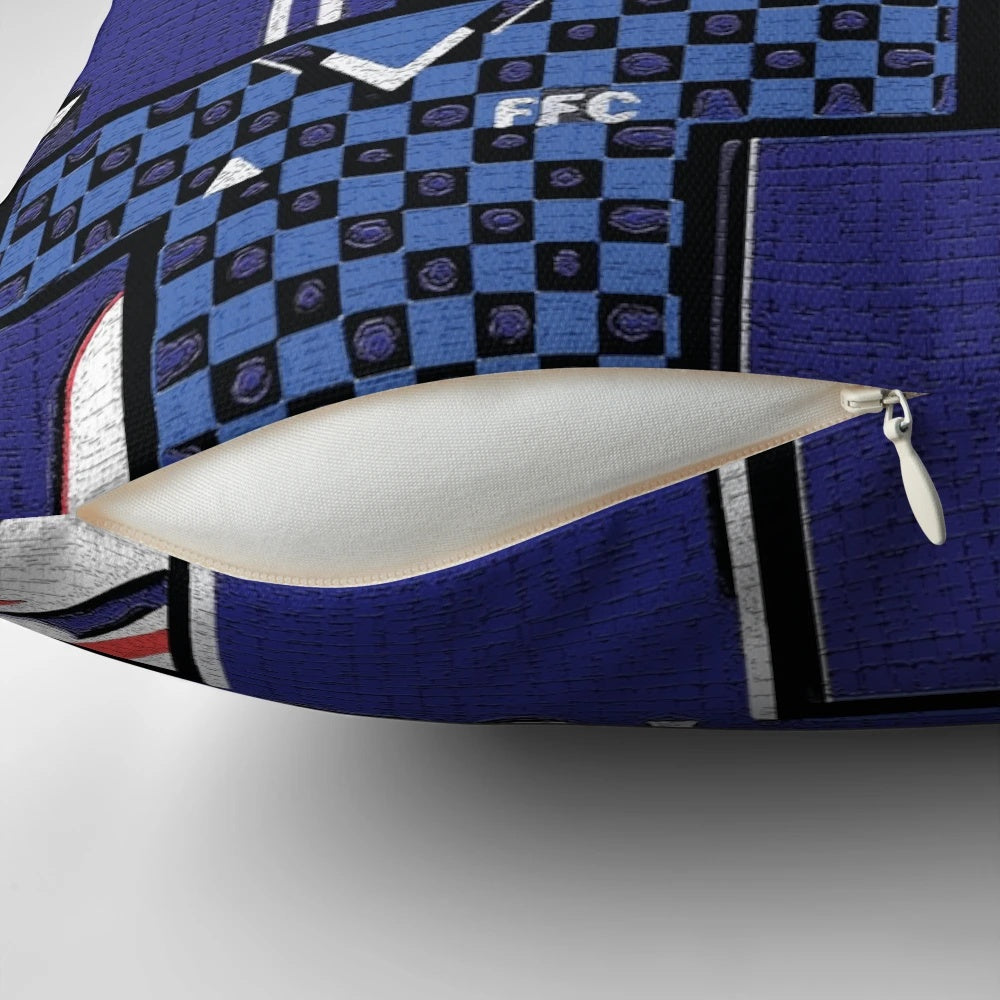 Falkirk FC Inspired Throw Pillow featuring the club's logo and colors