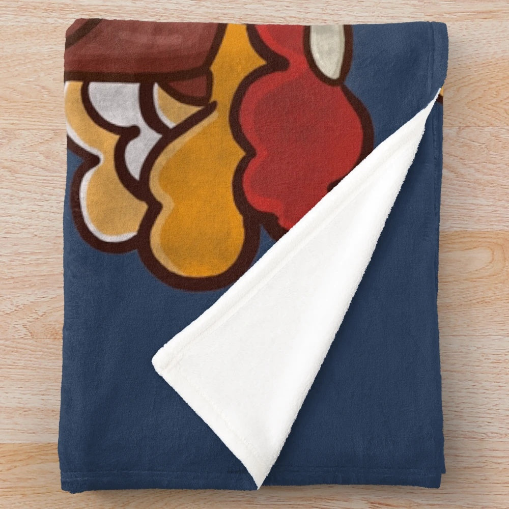 Fallout inspired plush blanket featuring Vault Boy and Cappy