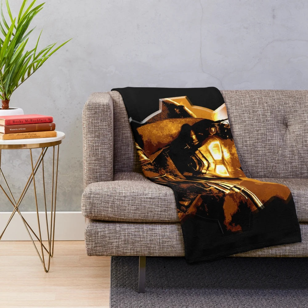 Fallout-themed plush blanket with vault and wasteland graphics