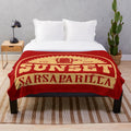 Fallout-inspired plush blanket featuring the Sunset Sarsaparilla logo
