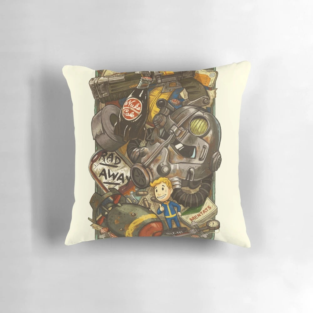 Wasteland Cache Pillow featuring Fallout iconography and design