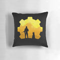 Fallout-inspired female sole survivor pillow with post-apocalyptic design