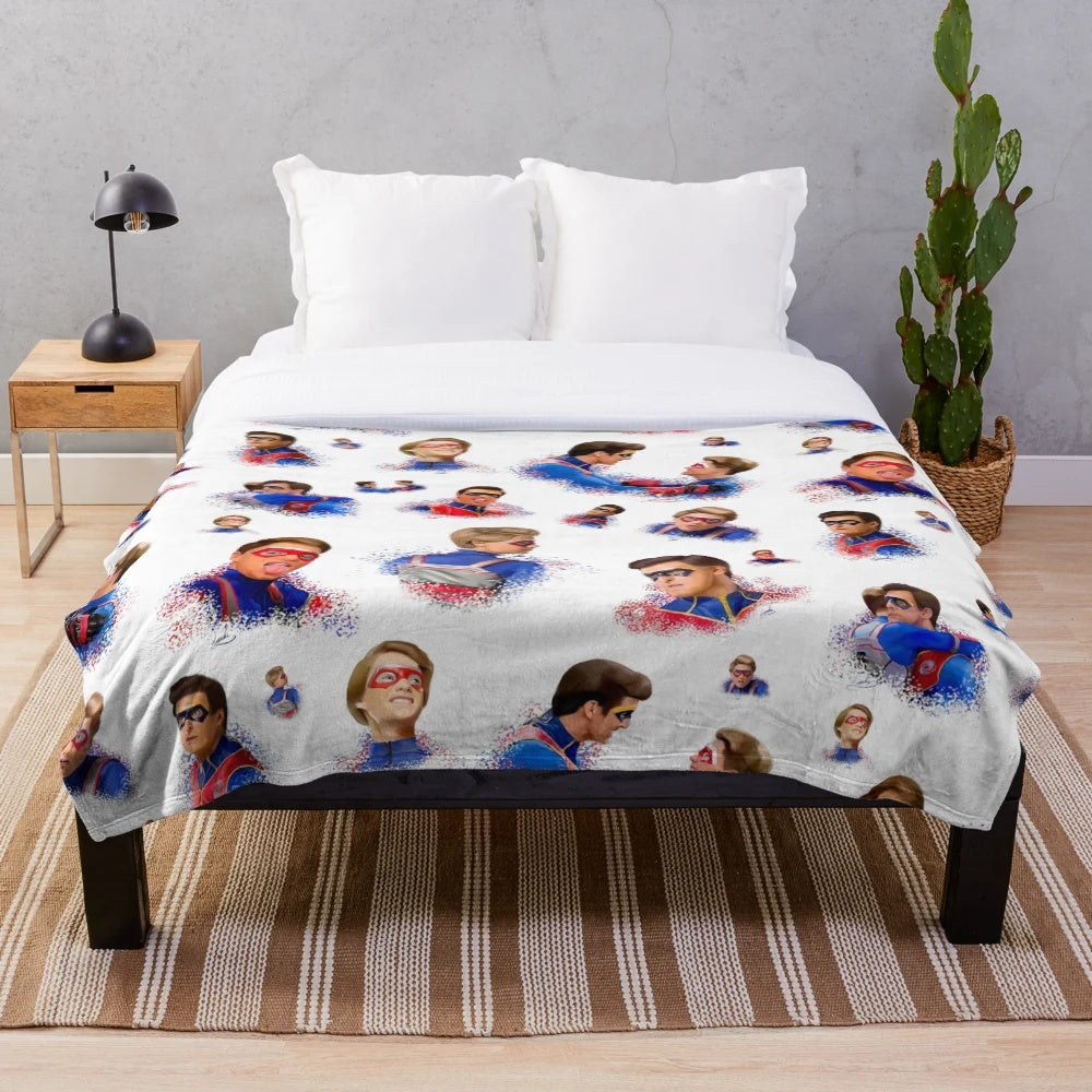 Captain Man and Kid Danger fan art inspired plush blanket